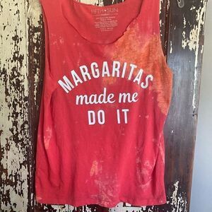 Distressed customized Margaritas tank. Size Medium